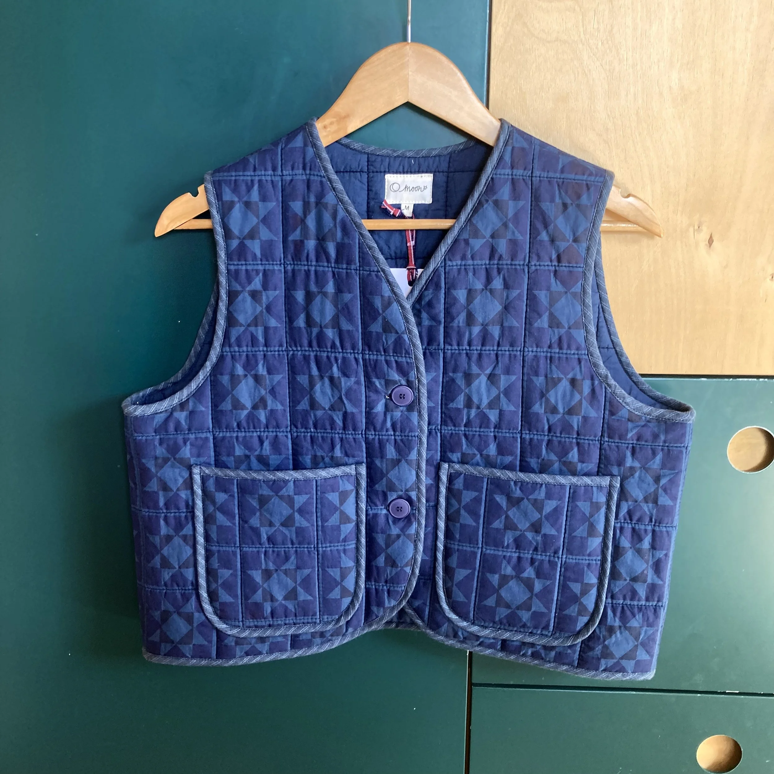 Quilted Organic Cotton Indigo Patchwork Vest - Women and Quilted Organic Cotton Indigo Patchwork Vest - Women and